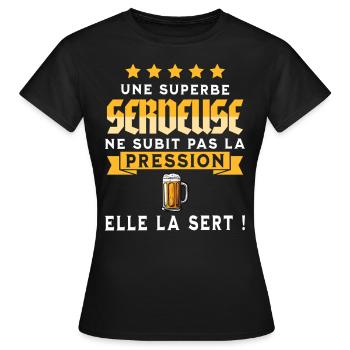 Bière Bar Barwoman Serveuse Humour - T-shirt Femme - noir - Devant - AI Model Female 172 dark (172cm)