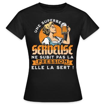 Bière Bar Barwoman Serveuse Humour - T-shirt Femme - noir - Devant - AI Model Female 172 dark (172cm)