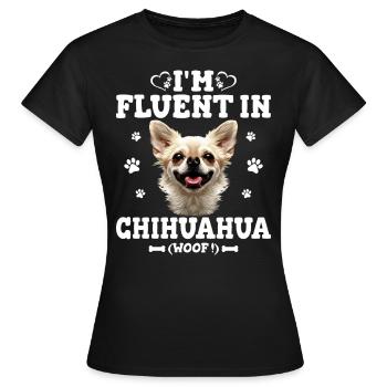 Sprechender Chihuahua Humor Chihuahua Hund - Frauen T-Shirt - Schwarz - Vorne - AI Model Female 172 dark (172cm)