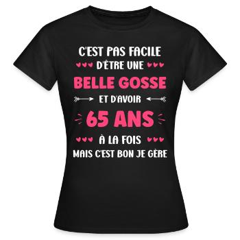 65 ANS - T-shirt Femme - noir - Devant - AI Model Female 172 dark (172cm)