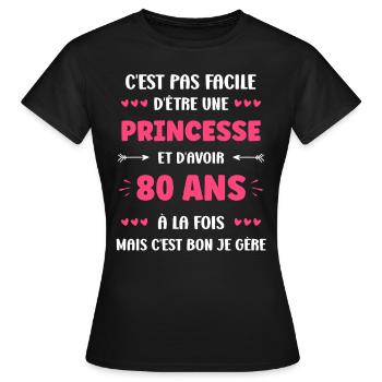 80 ANS - T-shirt Femme - noir - Devant - AI Model Female 172 dark (172cm)