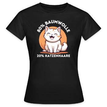 80 Prozent Baumwolle 20 Prozent Katzenhaare - Frauen T-Shirt - Schwarz - Vorne - AI Model Female 172 dark (172cm)