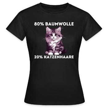 80 Prozent Baumwolle 20 Prozent Katzenhaare - Frauen T-Shirt - Schwarz - Vorne - AI Model Female 172 dark (172cm)