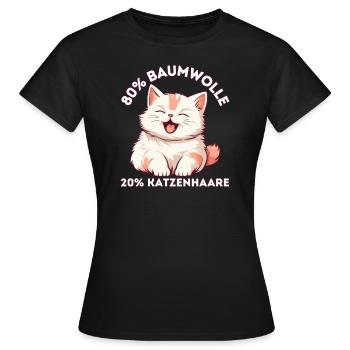 80 Prozent Baumwolle 20 Prozent Katzenhaare - Frauen T-Shirt - Schwarz - Vorne - AI Model Female 172 dark (172cm)