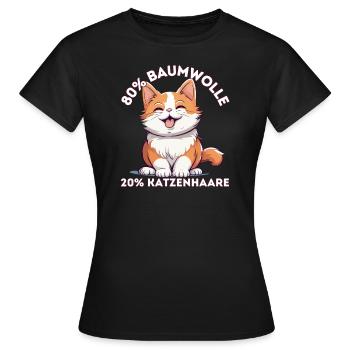 80 Prozent Baumwolle 20 Prozent Katzenhaare - Frauen T-Shirt - Schwarz - Vorne - AI Model Female 172 dark (172cm)