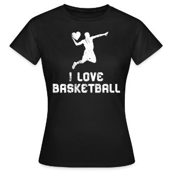 J’aime le basket-ball – Cœur pour le terrain - T-shirt Femme - noir - Devant - AI Model Female 172 dark (172cm)