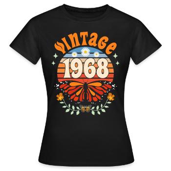 Rétro et Vintage 1968 Femme 55 Ans Anniversaire - T-shirt Femme - noir - Devant - AI Model Female 172 dark (172cm)
