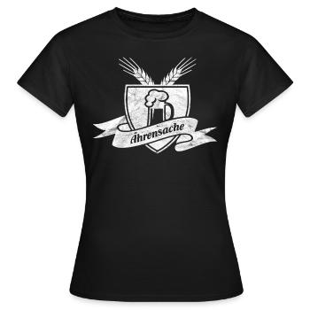 Ährensache used look - Frauen T-Shirt - Schwarz - Vorne - AI Model Female 172 dark (172cm)