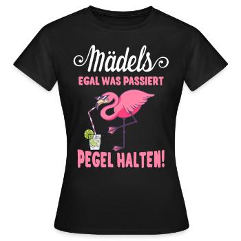 Mädels Pegel halten Flamingo Party Saufen JGA Frau - Frauen T-Shirt - Schwarz - Vorne - AI Model Female 172 dark (172cm)