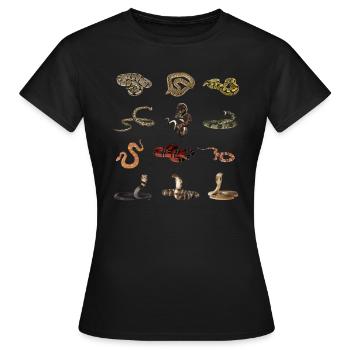 Verschiedene Schlangenarten - Frauen T-Shirt - Schwarz - Vorne - AI Model Female 172 dark (172cm)