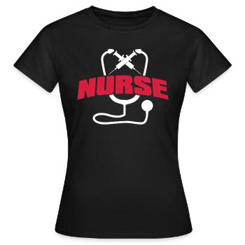 Krankenschwester mit Spritze und Stethoskop - Frauen T-Shirt - Schwarz - Vorne - AI Model Female 172 dark (172cm)