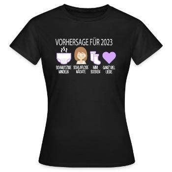 Vorhersage 2023 Werdender Papa Werdende Mama - Frauen T-Shirt - Schwarz - Vorne - AI Model Female 172 dark (172cm)