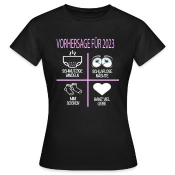 Vorhersage 2023 Werdender Papa Werdende Mama - Frauen T-Shirt - Schwarz - Vorne - AI Model Female 172 dark (172cm)