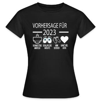 Vorhersage 2023 Werdender Papa Werdende Mama - Frauen T-Shirt - Schwarz - Vorne - AI Model Female 172 dark (172cm)