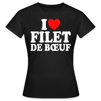 Boucher I Love Filet De Boeuf - T-shirt Femme - noir - Devant - AI Model Female 172 dark (172cm)