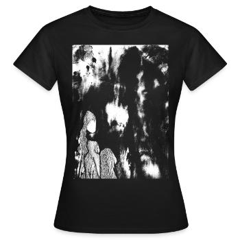 Cosmic Shadow (white print) - Frauen T-Shirt - Schwarz - Vorne - AI Model Female 172 dark (172cm)