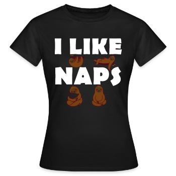 J’aime les siestes - Paresseux - Lève-tard - T-shirt Femme - noir - Devant - AI Model Female 172 dark (172cm)