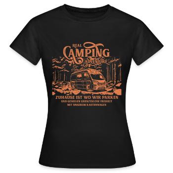 Kastenwagen Camping - Frauen T-Shirt - Schwarz - Vorne - AI Model Female 172 dark (172cm)