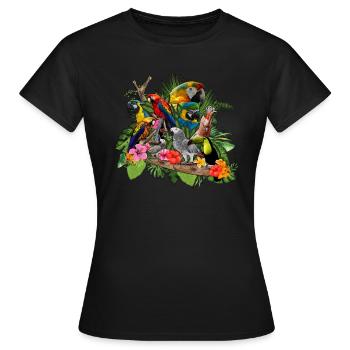Perroquets gris cacadu - T-shirt Femme - noir - Devant - AI Model Female 172 dark (172cm)