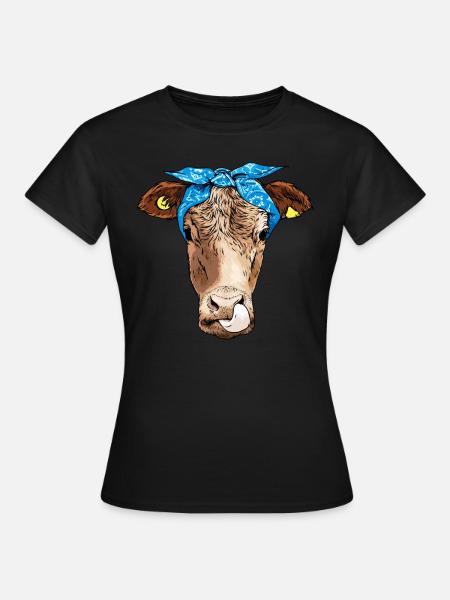 Hipster Kuh Tier - Frauen T-Shirt - Schwarz