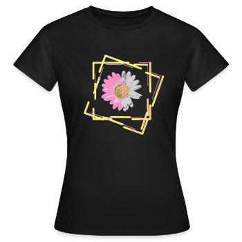 Margerite, Blüte, Blume - Frauen T-Shirt - Schwarz - Vorne - AI Model Female 172 dark (172cm)