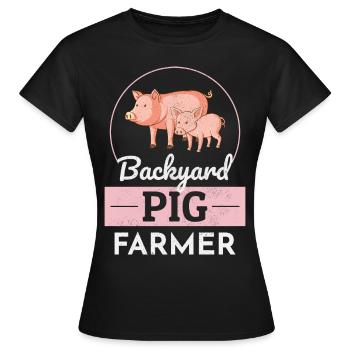 Hinterhof Schweine Bauer Tierhaltung Bauernhof Lustig - Frauen T-Shirt - Schwarz - Vorne - AI Model Female 172 dark (172cm)