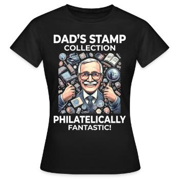 Collectionneur de timbres-poste vintage papa philatéliste - T-shirt Femme - noir - Devant - AI Model Female 172 dark (172cm)