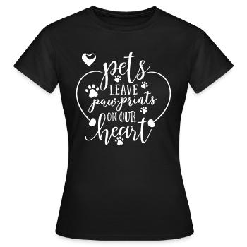 Pets Leave Pawprints On Our Heart - Women's T-Shirt - black - Front - AI Model Female 172 dark (172cm)
