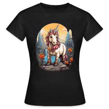 Licorne sur la montagne - T-shirt Femme - noir - Devant - AI Model Female 172 dark (172cm)