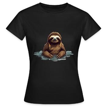 Le paresseux se baigne dans l’eau - T-shirt Femme - noir - Devant - AI Model Female 172 dark (172cm)