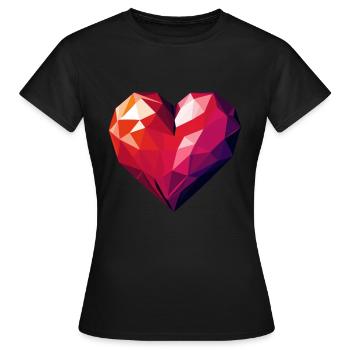 Polygon Herz - Frauen T-Shirt - Schwarz - Vorne - AI Model Female 172 dark (172cm)