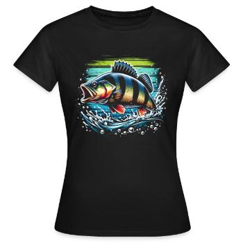 Barsch Angeln Raubfisch - Frauen T-Shirt - Schwarz - Vorne - AI Model Female 172 dark (172cm)