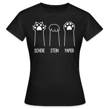 Katzenpfoten Katze Pfote Spiel Schere Stein Papier - Frauen T-Shirt - Schwarz - Vorne - AI Model Female 172 dark (172cm)