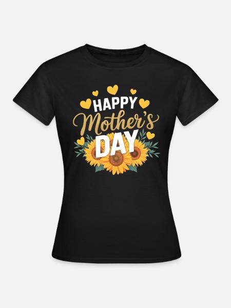 Happy Mother’s Day Sunflower Hearts Design - T-shirt Femme - noir