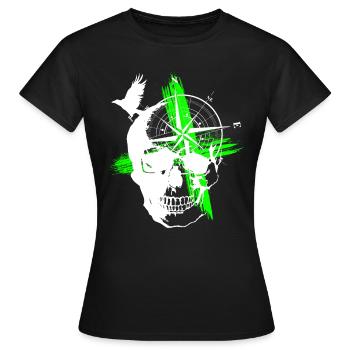 Totenkopf Trash Polka Grün - Frauen T-Shirt - Schwarz - Vorne - AI Model Female 172 dark (172cm)