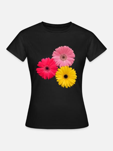 colorful flowering gerbera flowers, gerberas, flowers, - Women's T-Shirt - black