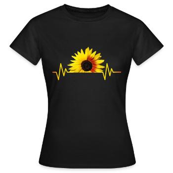 Tournesol, tournesol, rythme cardiaque, rythme - T-shirt Femme - noir - Devant - AI Model Female 172 dark (172cm)