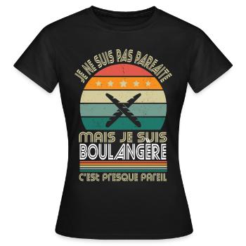 Je ne suis pas parfaite mais je suis boulangère - T-shirt Femme - noir - Devant - AI Model Female 172 dark (172cm)