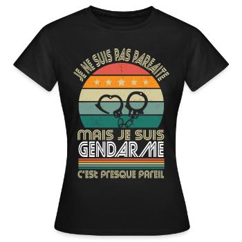 Je ne suis pas parfaite mais je suis gendarme - T-shirt Femme - noir - Devant - AI Model Female 172 dark (172cm)