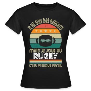 Je ne suis pas parfaite mais je joue au rugby - T-shirt Femme - noir - Devant - AI Model Female 172 dark (172cm)