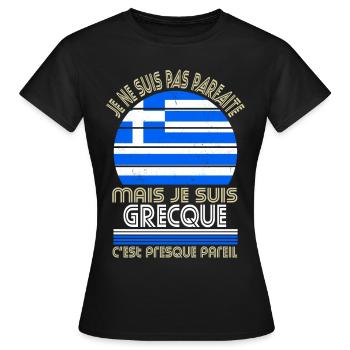 Je ne suis pas parfaite mais je suis Grecque - T-shirt Femme - noir - Devant - AI Model Female 172 dark (172cm)