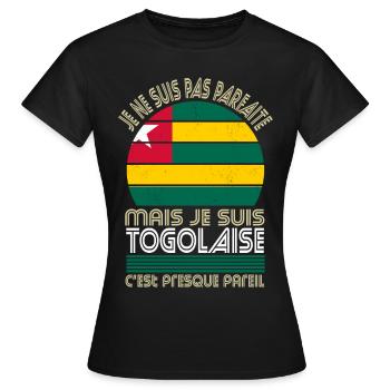 Je ne suis pas parfaite mais je suis Togolaise - T-shirt Femme - noir - Devant - AI Model Female 172 dark (172cm)