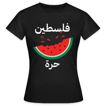 Patriotisches Symbol für Palästina-Arabis-Wassermelone - Frauen T-Shirt - Schwarz - Vorne - AI Model Female 172 dark (172cm)
