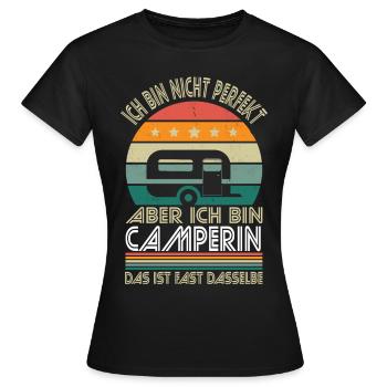 I'm not perfect, but I'm a camper - Women's T-Shirt - black - Front - AI Model Female 172 dark (172cm)