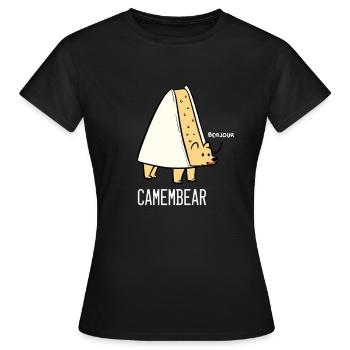 Camembear Cheese Pun Cheese and Animal Lover Gift - Women's T-Shirt - black - Front - AI Model Female 172 dark (172cm)