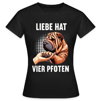 Liebe hat Vier Pfoten Shar Pei Shar Pei Besitzer - Frauen T-Shirt - Schwarz - Vorne - AI Model Female 172 dark (172cm)