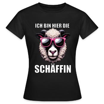 Ich Bin Hier Die Schäffin Walliser Schaf Schaf Mäh - Frauen T-Shirt - Schwarz - Vorne - AI Model Female 172 dark (172cm)