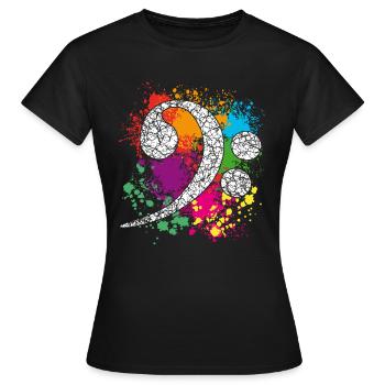 Bass - Bassschlüssel - Bass Key - Bass Clef - Frauen T-Shirt - Schwarz - Vorne - AI Model Female 172 dark (172cm)