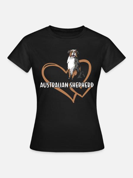Dog Aussie Heart - Frauen T-Shirt - Schwarz