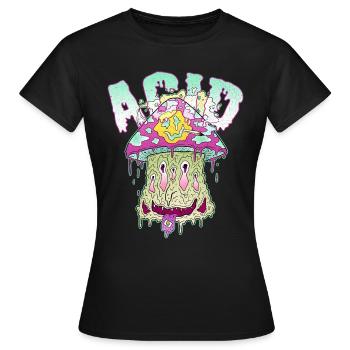 Acid Trip Champignon magique LSD Drogue Herbe Drôle - T-shirt Femme - noir - Devant - AI Model Female 172 dark (172cm)